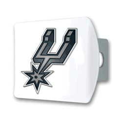 San Antonio Spurs White Metal Hitch Cover with  3D Color Emblem