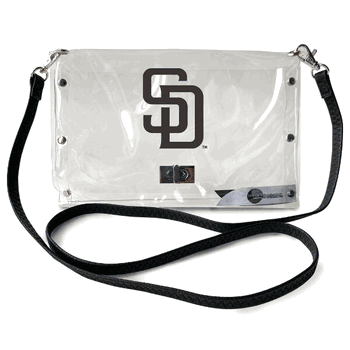San Diego Padres Clear Envelope Purse STRAP CLEARANCE SALE - LIMITED QUANTITIES AT THIS PRICE