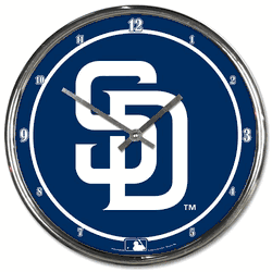 San Diego Padres Clock Round Wall Style Chrome