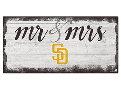 San Diego Padres Script Mr & Mrs 6x12 Sign