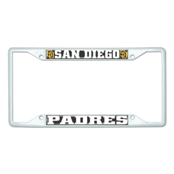 San Diego Padres White Metal License Plate Frame - 6.25"x12.25"