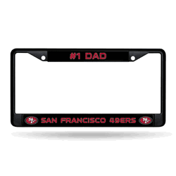 San Francisco 49ers #1 Dad Black Chrome Frame with Decal Inserts 12" x 6" Car/Truck Auto Accessory