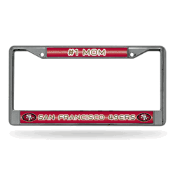 San Francisco 49ers #1 Mom 12" x 6" Silver Bling Chrome Car/Truck/SUV Auto Accessory