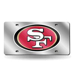 San Francisco 49ers  12" x 6" Silver Laser Cut Tag For Car/Truck/SUV
