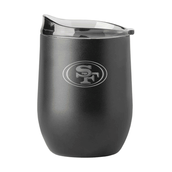 San Francisco 49ers 16oz Black Etch Powder Coat Curved Bev