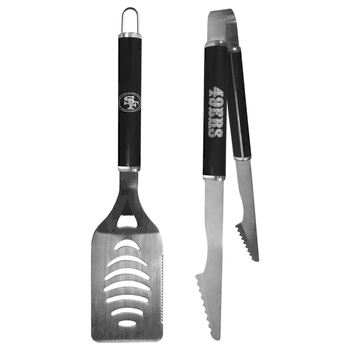 San Francisco 49ers 2 pc Black Steel Tailgate BBQ Set