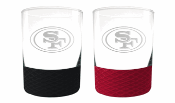 San Francisco 49ers 2pc Laser Etched Commissioner Rocks Glass Set
