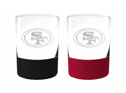 San Francisco 49ers 2pc Laser Etched Commissioner Rocks Glass Set