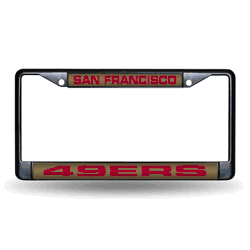 San Francisco 49ers Black 12" x 6" Black Laser Cut Chrome Frame