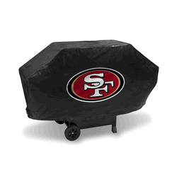 San Francisco 49ers Black Deluxe Vinyl Grill Cover - 68" Wide/Heavy Duty/Velcro Staps