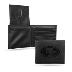 San Francisco 49ers Black Laser Engraved Bill-fold Wallet