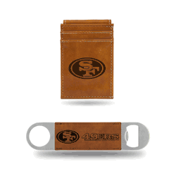 San Francisco 49ers Black Laser Engraved Front Pocket Wallet & Bar Blade