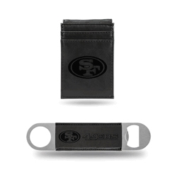 San Francisco 49ers Black Laser Engraved Front Pocket Wallet & Bar Blade