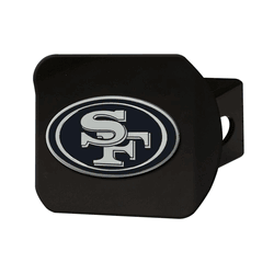 San Francisco 49ers Black Metal Hitch Cover with Metal Chrome 3D Emblem