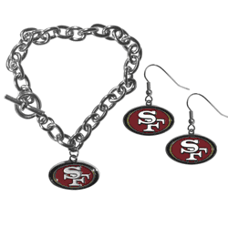 San Francisco 49ers Chain Bracelet and Dangle Earring Set