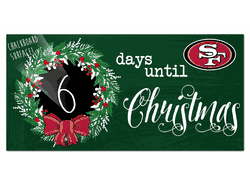 San Francisco 49ers Chalk Christmas Countdown 6x12 Sign