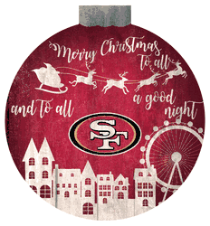 San Francisco 49ers Christmas Village 12in Wall Art