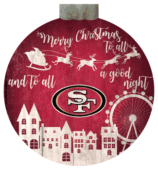 San Francisco 49ers Christmas Village 12in Wall Art
