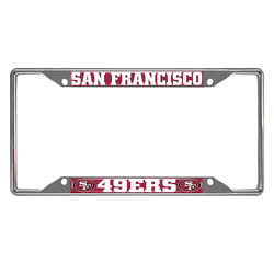 San Francisco 49ers Chrome Metal License Plate Frame, 6.25in x 12.25in