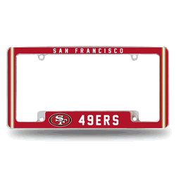 San Francisco 49ers Classic 12" x 6" Chrome All Over Automotive License Plate Frame
