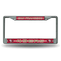 San Francisco 49ers Classic 12" x 6" Silver Bling Chrome Car/Truck/SUV Auto Accessory
