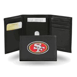 San Francisco 49ers  Embroidered Genuine Leather Tri-fold Wallet 3.25" x 4.25" - Slim