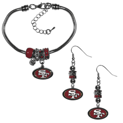 San Francisco 49ers Euro Bead Earrings and Bracelet Set