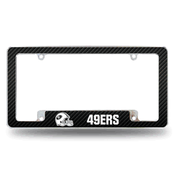 San Francisco 49ers Helmet Logo 12" x 6" Chrome All Over Automotive License Plate Frame for Car/Truck/SUV