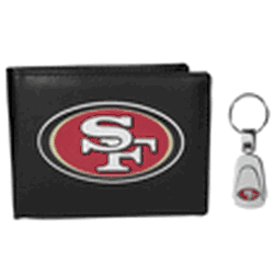 San Francisco 49ers Leather Bi-fold Wallet & Steel Key Chain