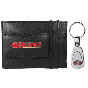 San Francisco 49ers Leather Cash & Cardholder & Steel Key Chain