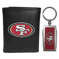San Francisco 49ers Leather Tri-fold Wallet & Multitool Key Chain, Black