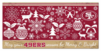San Francisco 49ers Merry and Bright 6x12 Sign