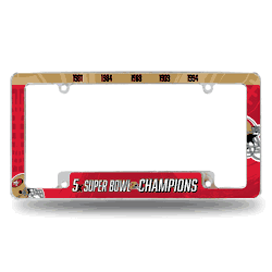 San Francisco 49ers Multi Champ 12" x 6" Chrome All Over Automotive License Plate Frame for Car/Truck/SUV