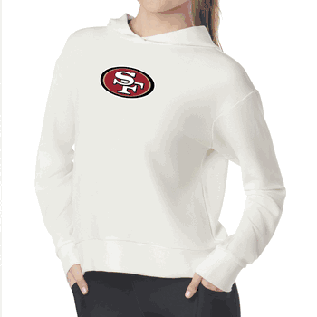 San Francisco 49ers NFL Kadi Waffle Hoodie Coconut Cream Medium