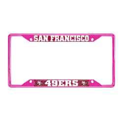 San Francisco 49ers Pink Metal License Plate Frame - 6.25"x12.25"