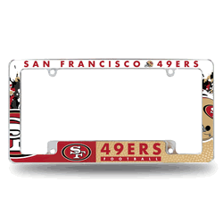 San Francisco 49ers Primary 12" x 6" Chrome All Over Automotive License Plate Frame