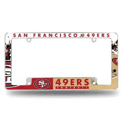 San Francisco 49ers Primary 12" x 6" Chrome All Over Automotive License Plate Frame for Car/Truck/SUV