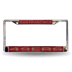 San Francisco 49ers Red 12" x 6" Laser Cut Chrome Frame
