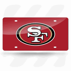 San Francisco 49ers Red 12" x 6" Laser Cut Tag For Car/Truck/SUV