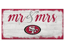 San Francisco 49ers Script Mr & Mrs 6x12 Sign