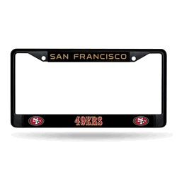 San Francisco 49ers Standard Black Chrome Frame with Plastic Inserts 12" x 6" Car/Truck Auto Accessory