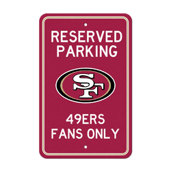 San Francisco 49ers Team Color Reserved Parking Sign Dcor 18in. X 11.5in. Lightweight