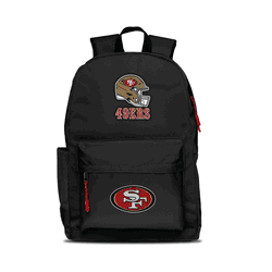 San Francisco 49ers Two-Logo Campus Backpack, Black, with Red Zipper