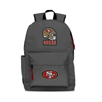 San Francisco 49ers Two-Logo Campus Backpack, Gray, with Red Zipper