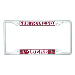 San Francisco 49ers White Metal License Plate Frame - 6.25"x12.25"