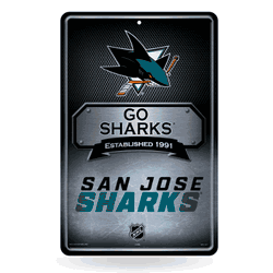 San Jose Sharks  11" x 17" Metal Home Dcor Sign