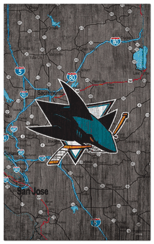 San Jose Sharks 11x19 City Map Sign