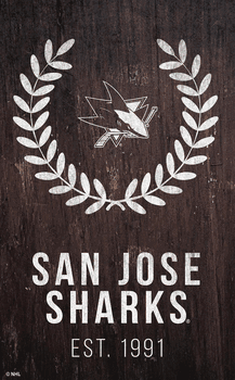 San Jose Sharks 11x19 Laurel Wreath Sign