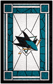 San Jose Sharks 11x19 Stained Glass Wood Sign
