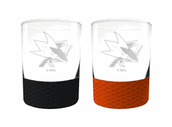 San Jose Sharks 2pc Laser Etched Commissioner Rocks Glass Set